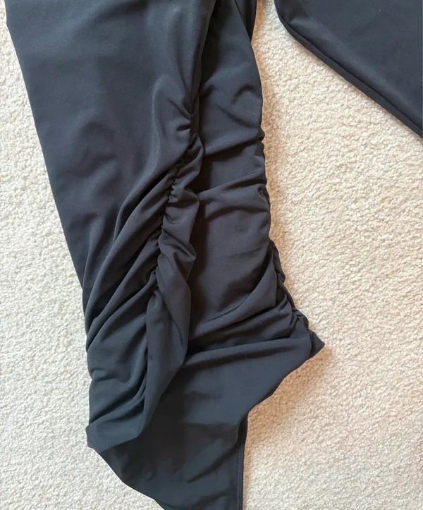 Abercrombie & Fitch Ruched One Sleeve Bodysuit Black - Image 3