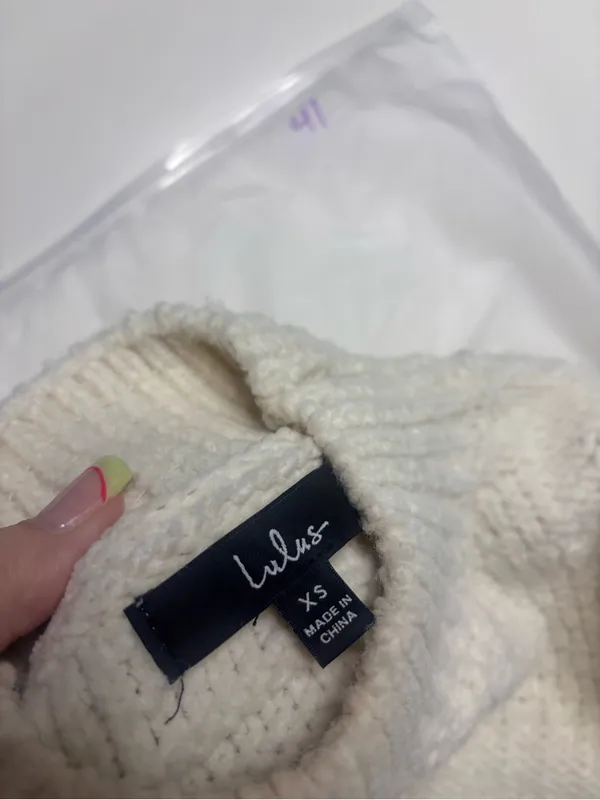 Lulus Patchwork It Cream Cable Knit Cutout Sweater Mini Dress Size XS Cream - Image 8