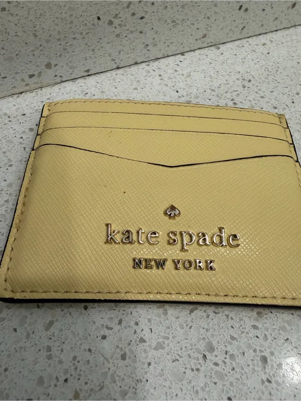 Kate Spade New York Pastel Butter Yellow Cardholder Saffiano Leather EUC - Image 2