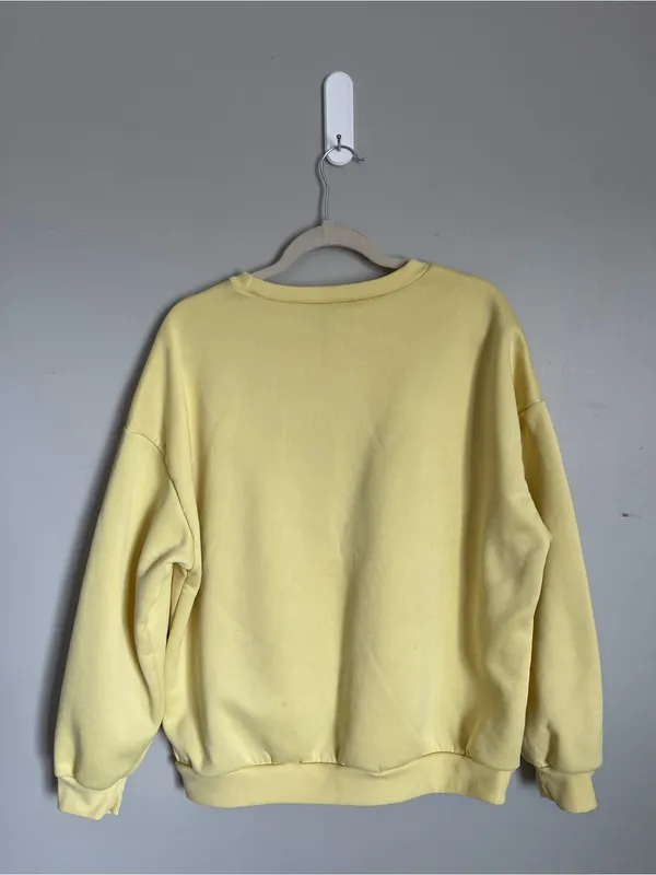 SHEIN | Pale Yellow SURF CITY NC Fleece-Lined Oversized Sweatshirt Sz XL - Image 4