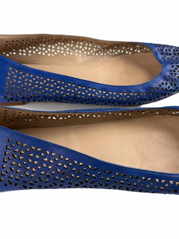 J. CREW Nora Bright Royal Blue Perforated Leather Ballet Flats Italy Size 8.5 - Image 5