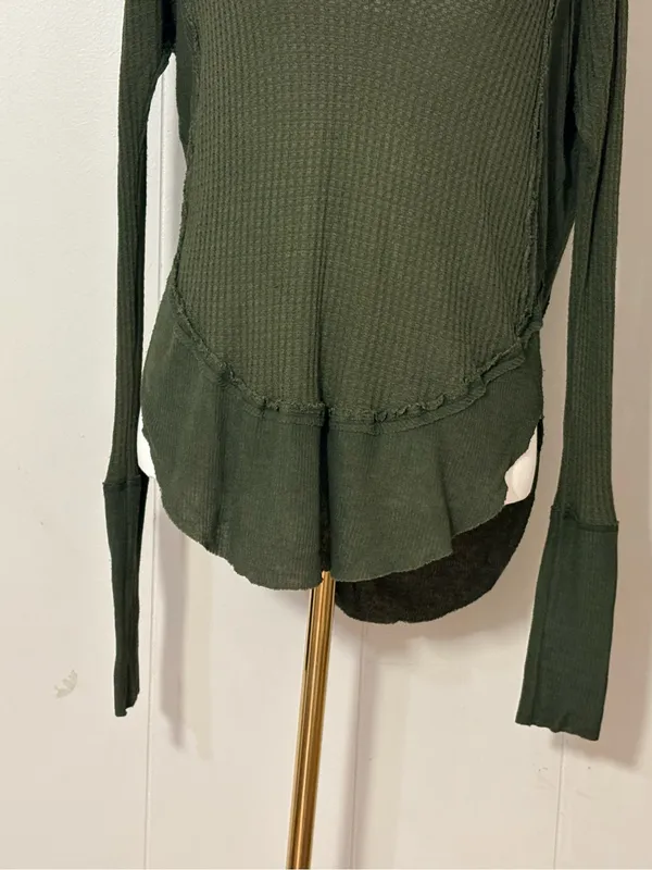 Free People We The Free Catalina Thermal Top Olive Green Long Sleeve XS - Image 4