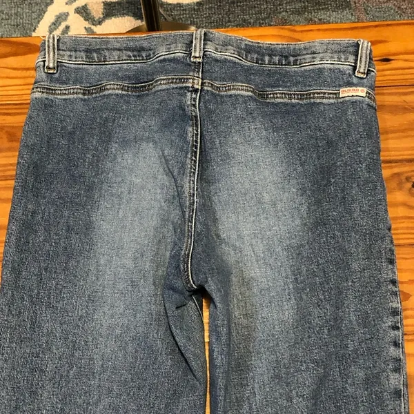 Guess Vintage Button Boot Cut Patch Front Pocket Jeans 29 Fit like a 6 - Image 10