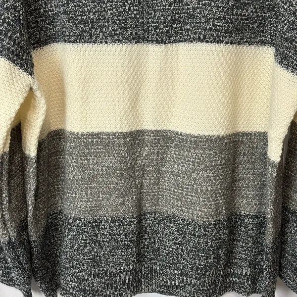 Zenana Colorblock Balloon Sleeve Knit Sweater Gray Black Cream Marled XL EUC - Image 2