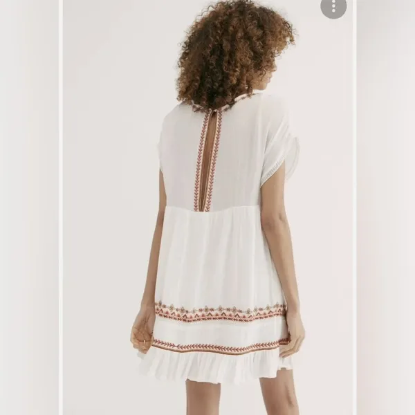 Free People Sunrise Wanderer boho mini dress white XS S - Image 3