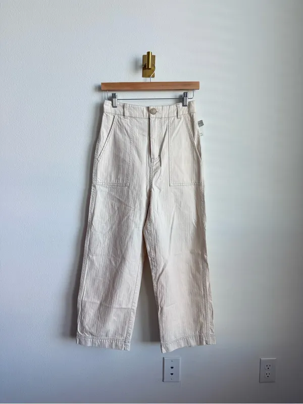 Free People Sunday Skies Wide Leg Sailor Pants NWT Size 2 Natural Cotton - Image 4