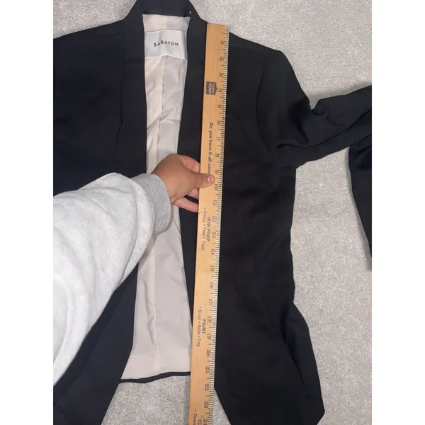 Aritzia Babaton Power Blazer Jacket‎ Womens 2 Open Front Slim Crepe Pockets - Image 7