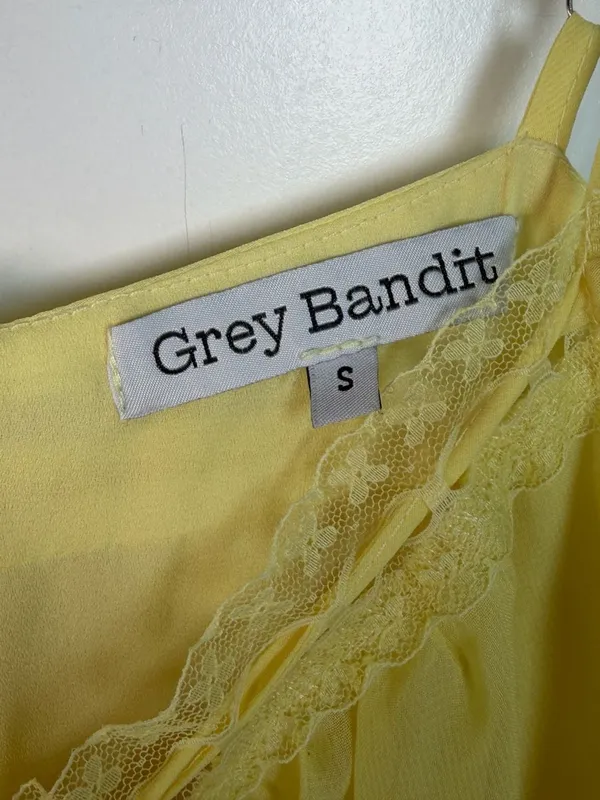 Grey Bandit Yellow Chiffon Lace Trim Babydoll Camisole Dress Size S BRD2836G-1 - Image 2