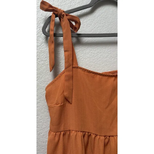 Shein Orange Babydoll Dress Tie Shoulder Straps Sz XXL Vacation Resort Boho - Image 3
