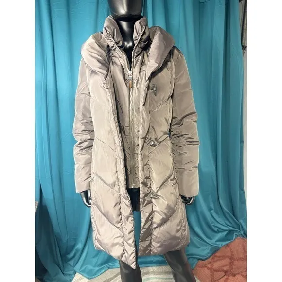 Lauren‎ Ralph Lauren Womens Taupe Down Filled Puffer Toggle Parka Coat Large - Image 2