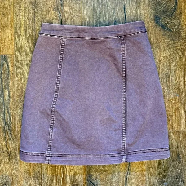 Free People Black Zip Up Denim Pencil Mini Skirt - Image 5