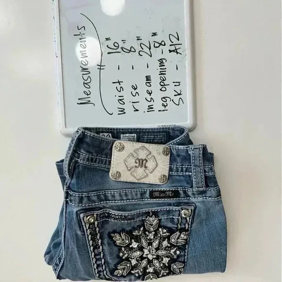 Miss Me Jeans Mid Rise Bootcut Embellished Back Pockets Cropped Womens Sz 29‎ - Image 16