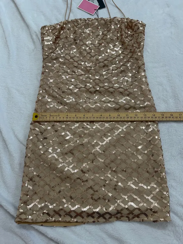 PrettyLittleThing Gold Sequin Mini Dress size 4 - Image 11