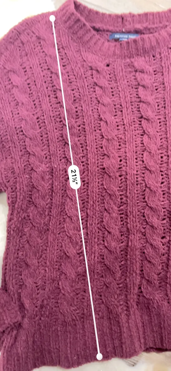 Chenille Maroon Red Cable Knit Sweater - Image 4