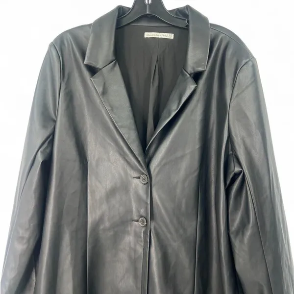ABERCROMBIE & FITCH XL Blazer Dress Jacket Faux Leather Oversized Women's Black - Image 3