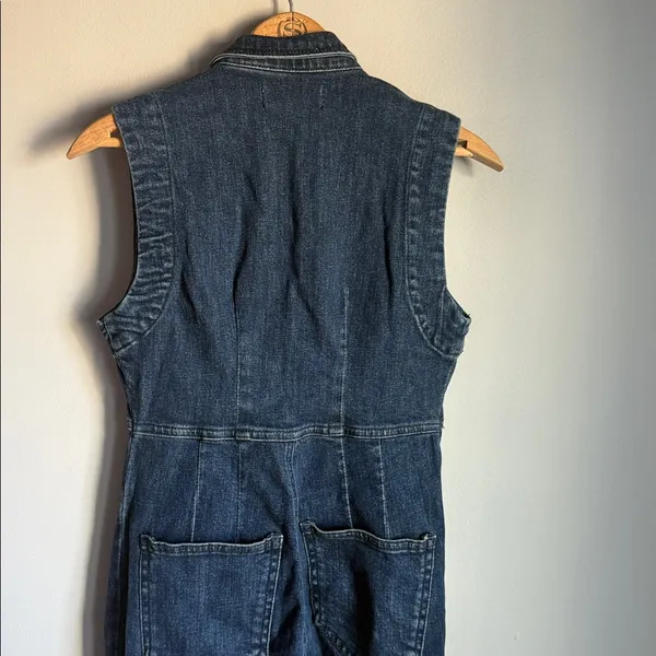 Free People CRVY Ring The Alarm Denim Jumpsuit. XS - Image 11