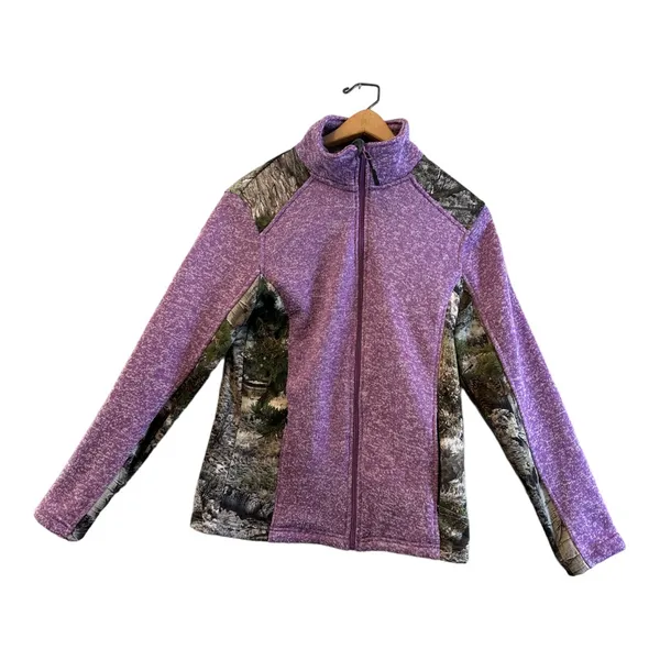 Women's Mossy‎ Oak Sweater Fleece Knit Jacket Break-Up Country Camo Purple - Image 2