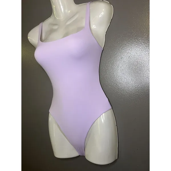 Skims Bodysuit Womens XXS Purple Square Neck High Leg Thong Stretch Shapewear - Image 4