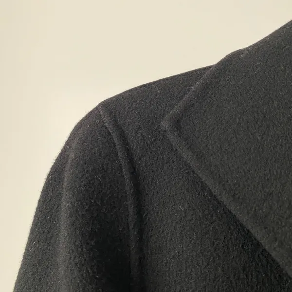 Bloomingdales sz 2P Black 100% Wool Trench Coat ‎ Luxury Minimalist - Image 4