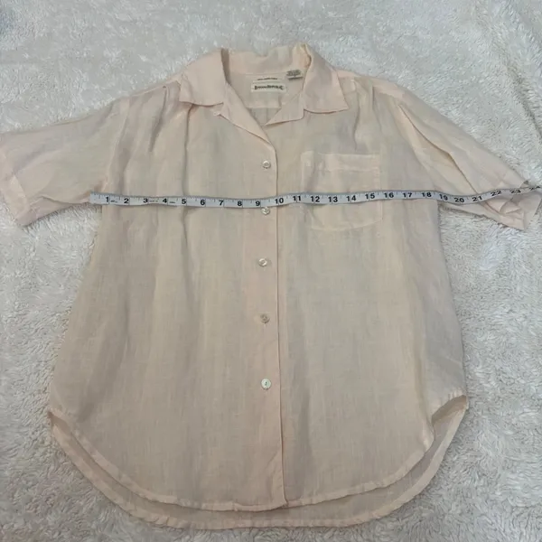 VGT Banana Republic Womens Pink Irish Linen Button Up Cottage Pheasant Fairy S - Image 4