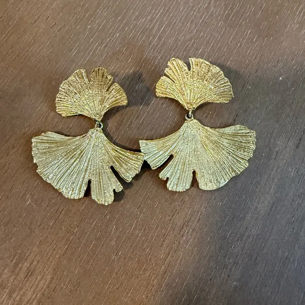 Anthropologie Gold Fan Earrings - Image 3