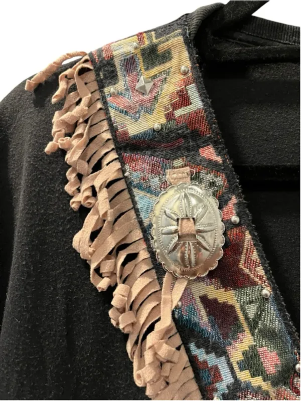 Vintage Joan & Co Southwestern Tapestry Fringe Studded T-Shirt Size 1X Rodeo - Image 3