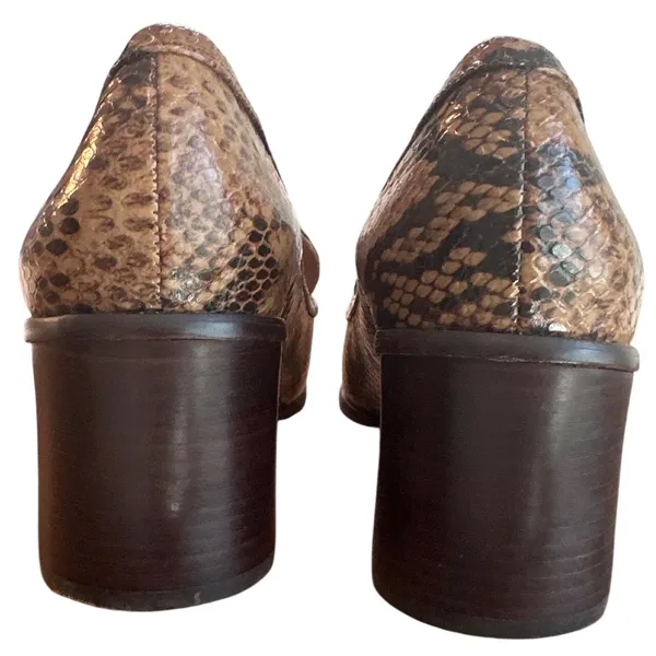 Tory Burch Jessa Snake Embossed Leather Loafer Pumps Block Heel 9.5M - Image 5