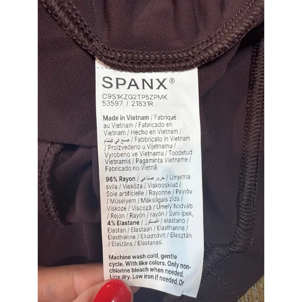 Spanx Sleek Jersey Crewneck Ruched Midi Dress Sleeveless Brown Sz Medium 21831R‎ - Image 7