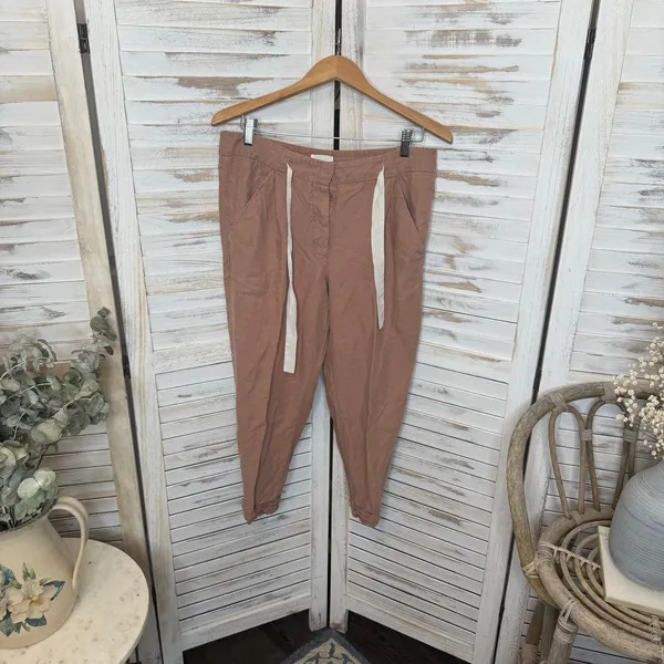 WILFRED ARITZIA Women's 8 Allant Linen Pants Cropped Waist Tie Moroccan Spice - Image 14