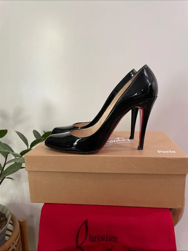 Christian Louboutin Decollete 868 100 Patent Calf Heels Shoes Size 38.5 - Image 5