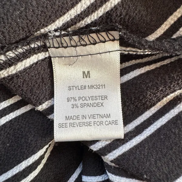 Lynn Ryan Black & White Striped Roll Tab Blouse - Image 7