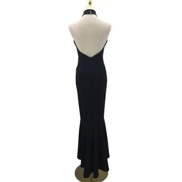 NWT Lulus Elegant Grace Sleeveless Tiered Halter High-Low Maxi Dress L Black - Image 6