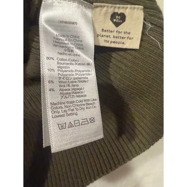 Madewell Brodale Ribbed Sweater Tank Top Womens Medium Kale Green V-Neck‎ Crop - Image 3