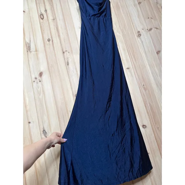 NWT Lulus Cute Definition Navy Slinky Knit Cowl Neck Maxi Dress Holiday Gala M - Image 5