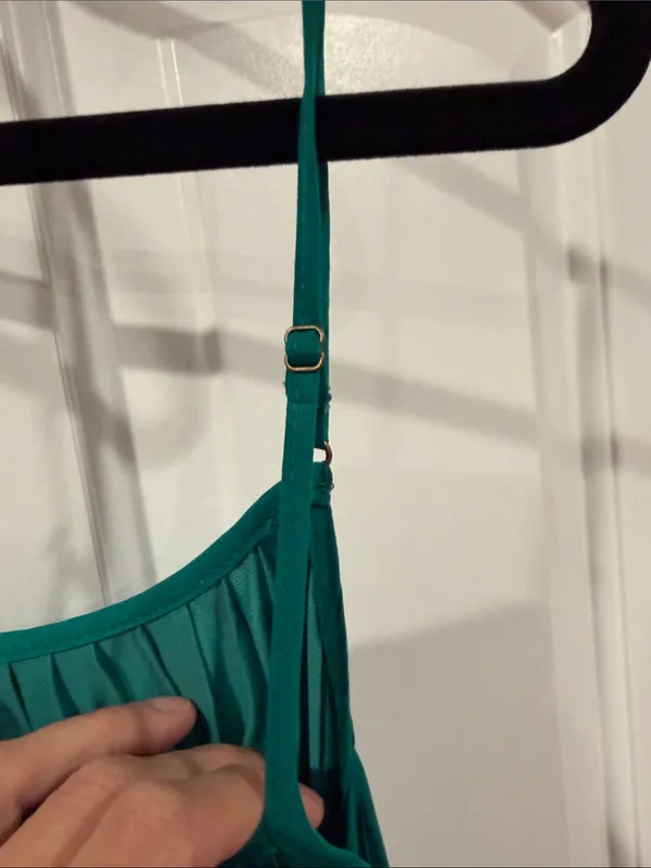 Current Air Teal Pleated Midi Dress with Spaghetti Straps large‎ - Image 6