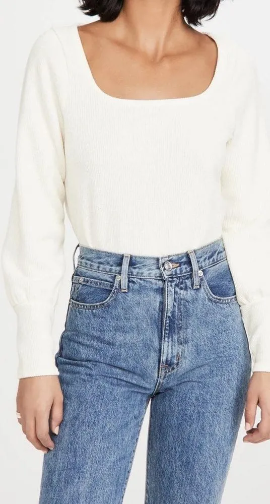 Madewell + Ottoman Rib Square-Neck Top in Cream Size 1X - Image 9