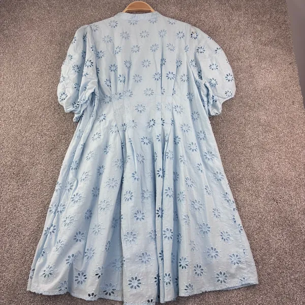 Belle Isle by Torrid Blue Eyelet Cotton Midi Dress Women 14 Cottagecore Romantic - Image 10