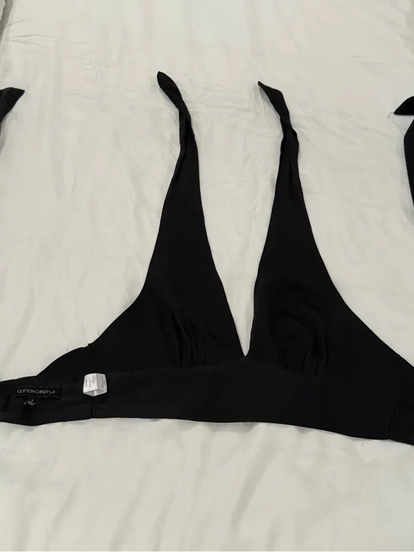 Cotton Candy Black Halter Crop Top - Image 2