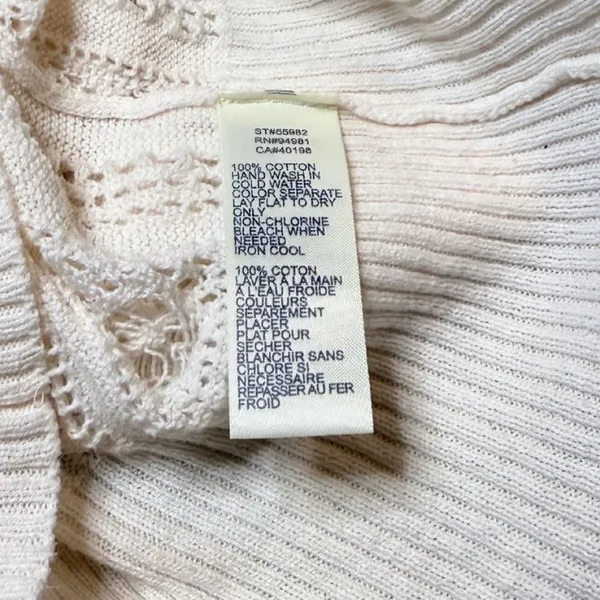 Heritage 1981 Crocheted Boho Cotton Sweater Vest Cream Sz S - Image 4