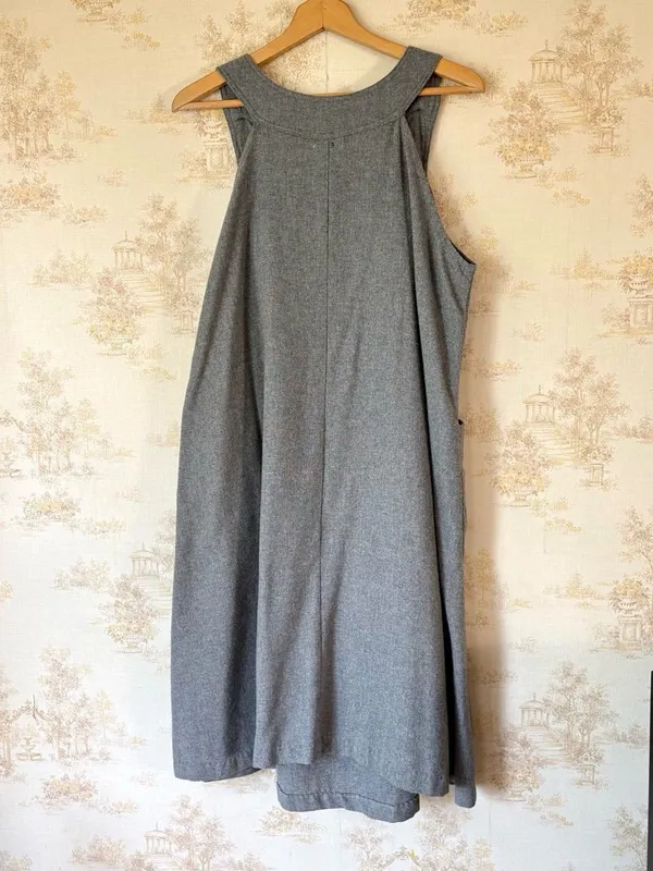 Vintage 70s 80s Miss Joni Grey Wool Blend Pinafore Jumper Dress XL XXL - Image 3