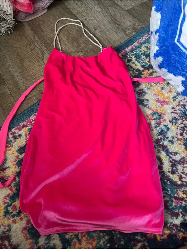Hot pink Lucy in the sky velvet dress size xs - Image 10