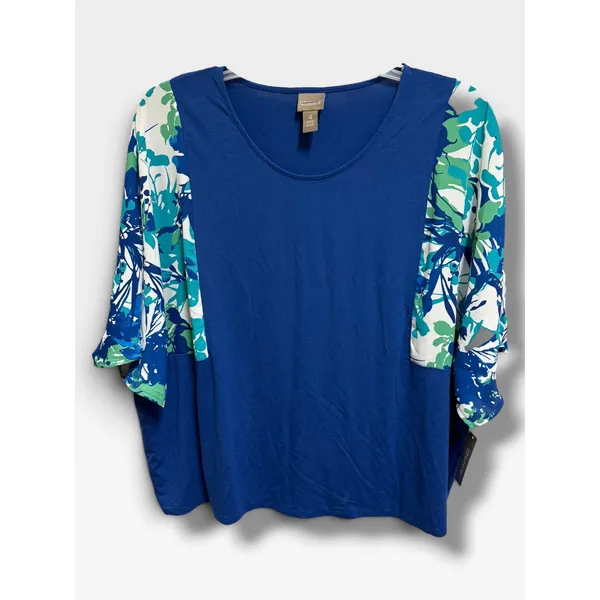 Chico's Spring Paradise Flowy Sleeve Top 20 22 4 Navy Peony Floral NWT - Image 3