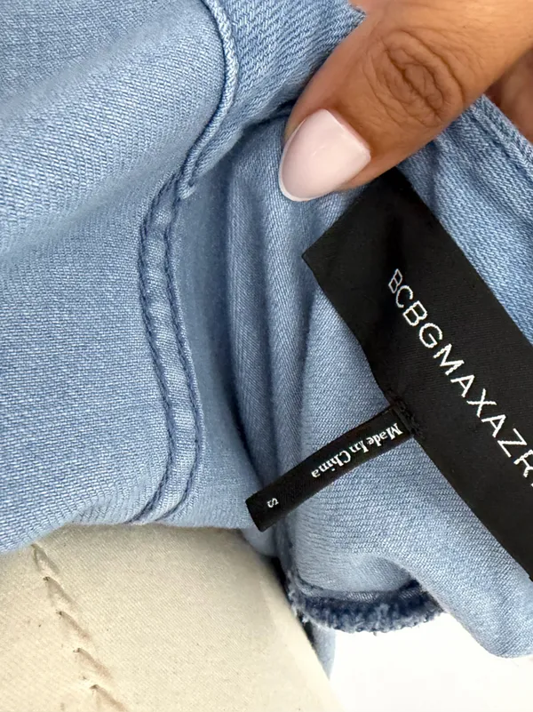 BCBGMAXAZRIA V-Neck Light Denim Jumpsuit - Image 6