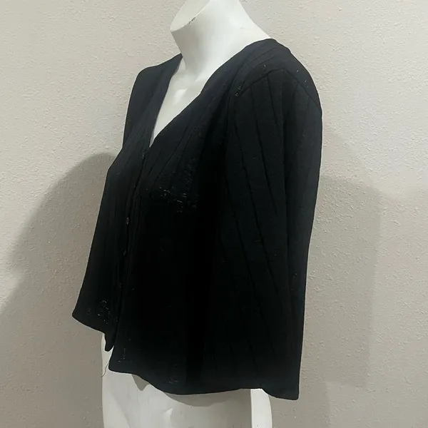 H&M black short sleeve button up cardigan - Image 3