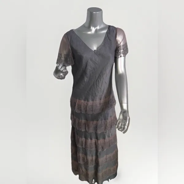 Sundance Sz 10 Women Maxi Dress Lace Tiered Linen Embroidered Whimsy Fairy Boho - Image 6