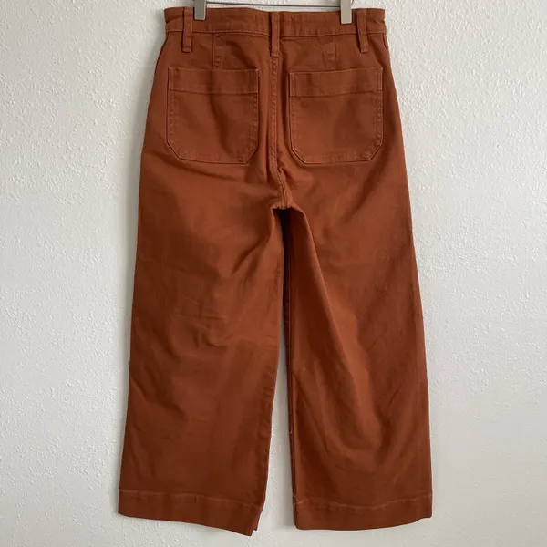 Madewell Orange Rust Retro Emmett High Waisted Wide Leg Crop Jean Trouser Pants - Image 6