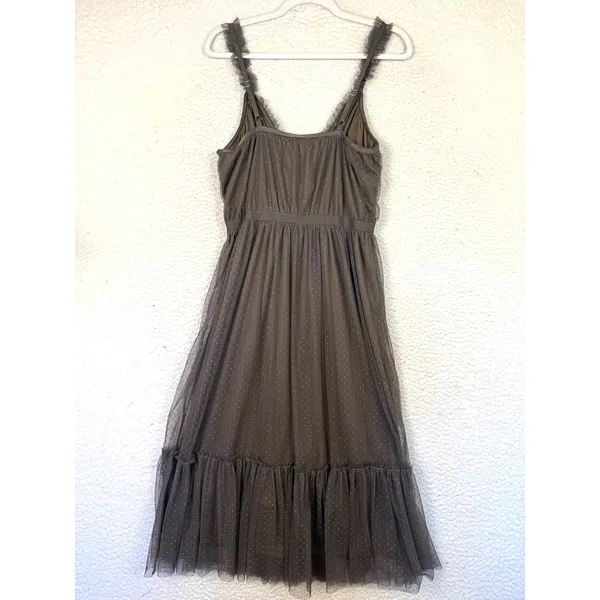 GiGiO Dress Womens L Brown Wrap Dress Mesh Polka Dot Whimsygoth Dark Fairy - Image 2