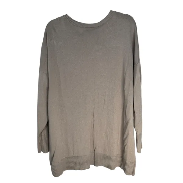 d&co Signature Women's Taupe Knit Sweater Long Sleeve‎ Oversized V-Neck L - Image 6