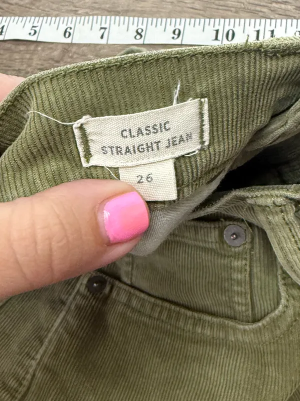 Madewell‎ classic straight Jean green corduroy Full length pants size 26 - Image 4