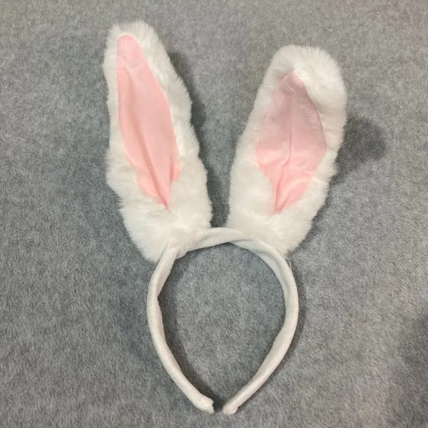 Bunny Ears Headband Poseable Plush White‎ Pink Faux Fur Easter Costume Party New - Image 3